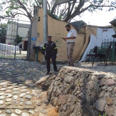 Presencia de policías estatales en el Centro Universitario Tenancingo, agosto 2022