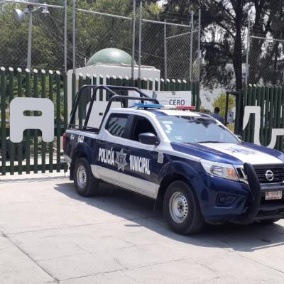 Policía municipal presente en el Centro Universitario Valle de Chalco, agosto 2022